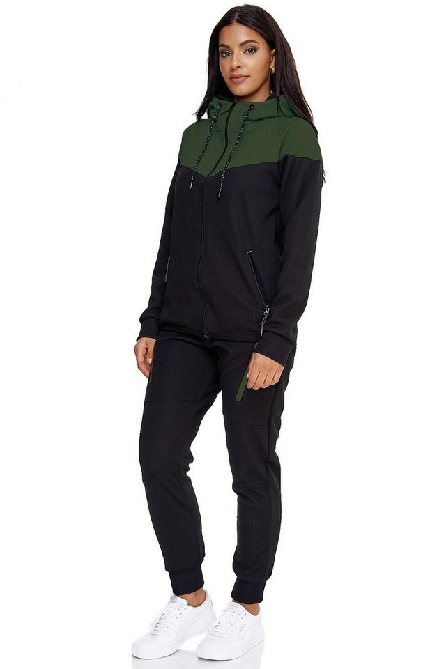L.gonline Freizeitanzug Damen Jogginganzug, Freizeitanzug 984 (Kapuzenjacke mit Reißverschluss, Hose, 2-tlg), Fitness Freizeit Casual – Bild 2 von 4