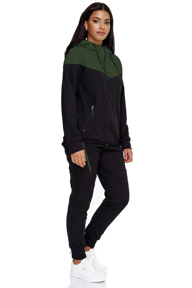 L.gonline Freizeitanzug Damen Jogginganzug, Freizeitanzug 984 (Kapuzenjacke mit Reißverschluss, Hose, 2-tlg), Fitness Freizeit Casual – Bild 3 von 4