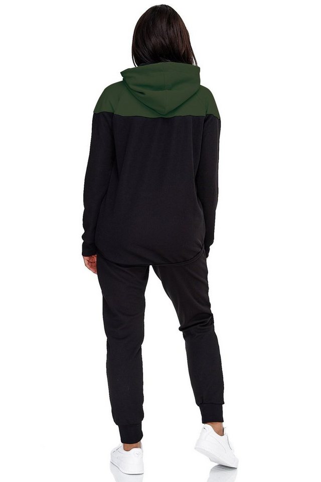 L.gonline Freizeitanzug Damen Jogginganzug, Freizeitanzug 984 (Kapuzenjacke mit Reißverschluss, Hose, 2-tlg), Fitness Freizeit Casual – Bild 4 von 4