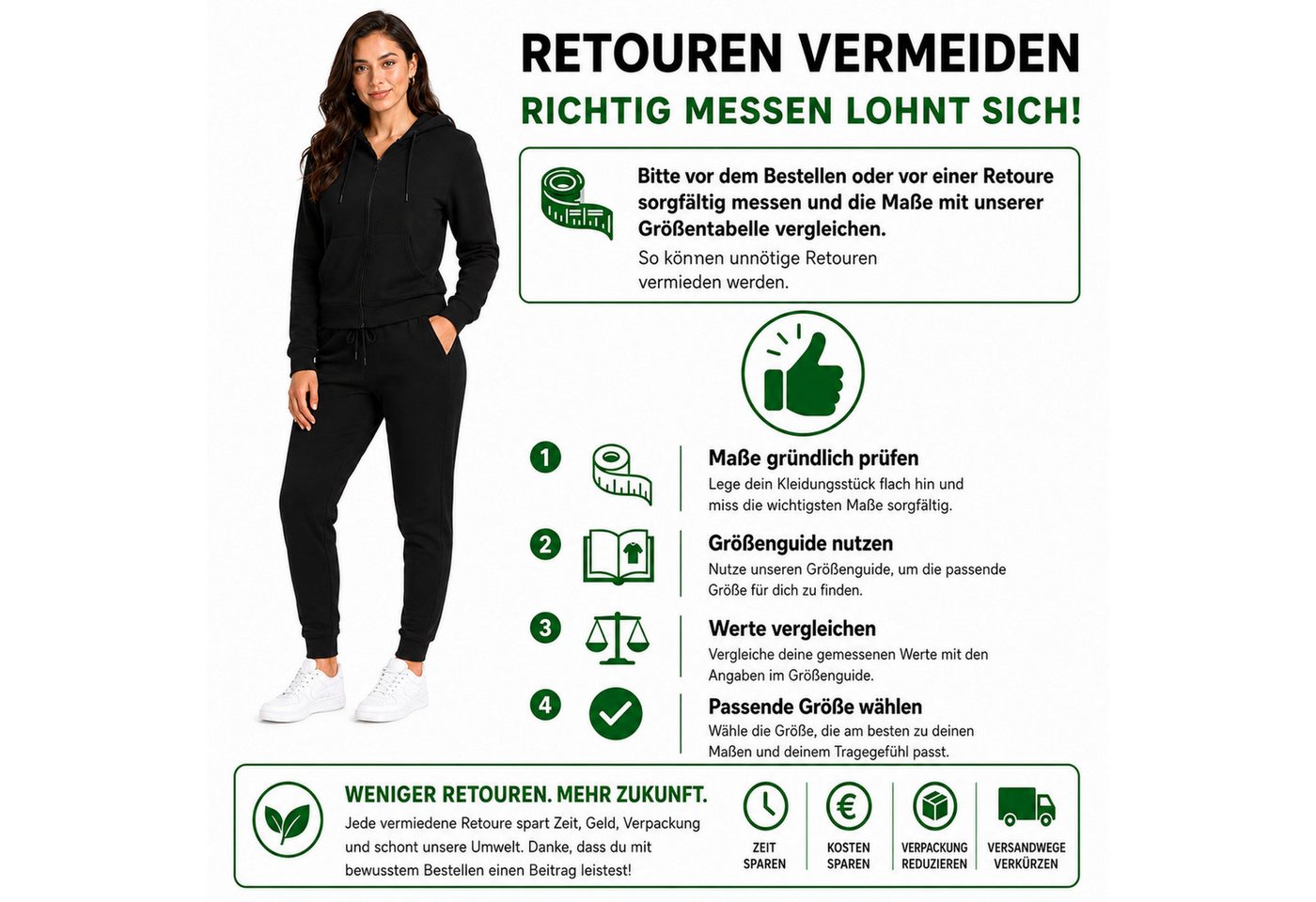 L.gonline Freizeitanzug Damen Jogginganzug einfarbig 100% Baumwolle 586 Mint 3XL (Kapuzenjacke mit Reißverschluss, Hose, 2-tlg), Fitness Freizeit Casual – Bild 5 von 5
