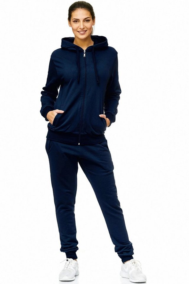 L.gonline Freizeitanzug Damen Jogginganzug, Freizeitanzug, Hausanzug 586 (Kapuzenjacke mit Reißverschluss, Hose, 2-tlg), Fitness Freizeit Casual – Bild 2 von 5
