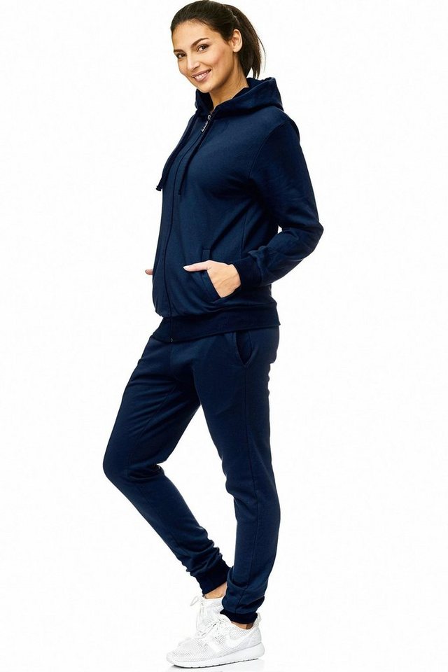 L.gonline Freizeitanzug Damen Jogginganzug, Freizeitanzug, Hausanzug 586 (Kapuzenjacke mit Reißverschluss, Hose, 2-tlg), Fitness Freizeit Casual – Bild 3 von 5