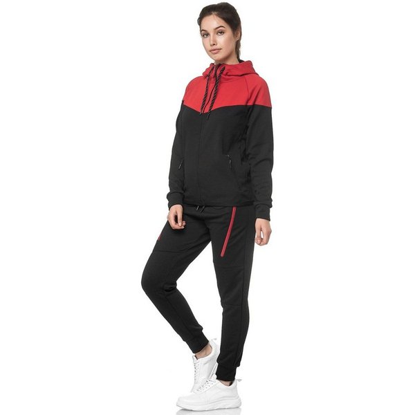 L.gonline Freizeitanzug Damen Jogginganzug, Freizeitanzug 984 (Kapuzenjacke mit Reißverschluss, Hose, 2-tlg), Fitness Freizeit Casual