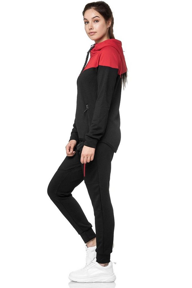 L.gonline Freizeitanzug Damen Jogginganzug, Freizeitanzug 984 (Kapuzenjacke mit Reißverschluss, Hose, 2-tlg), Fitness Freizeit Casual – Bild 3 von 4