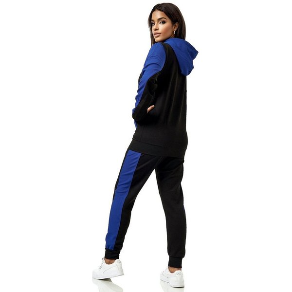L.gonline Freizeitanzug Damen Trainingsanzug, Jogginganzug mit Kapuzenjacke, 0986 (Kapuzenjacke mit Reißverschluss, Hose, 2-tlg), Fitness Freizeit Casual