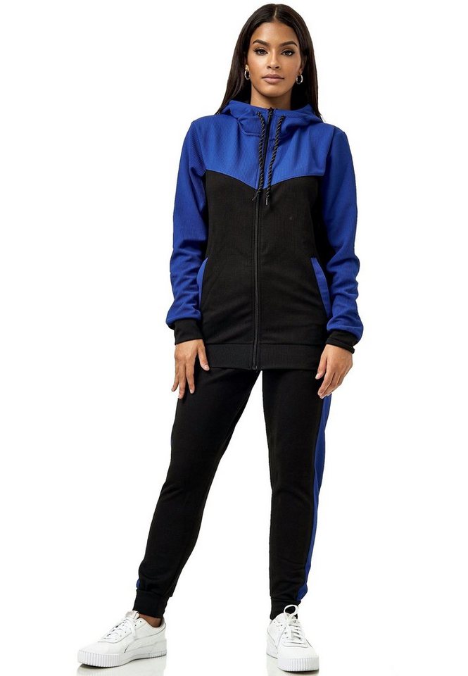 L.gonline Freizeitanzug Damen Trainingsanzug, Jogginganzug mit Kapuzenjacke, 0986 (Kapuzenjacke mit Reißverschluss, Hose, 2-tlg), Fitness Freizeit Casual – Bild 2 von 5