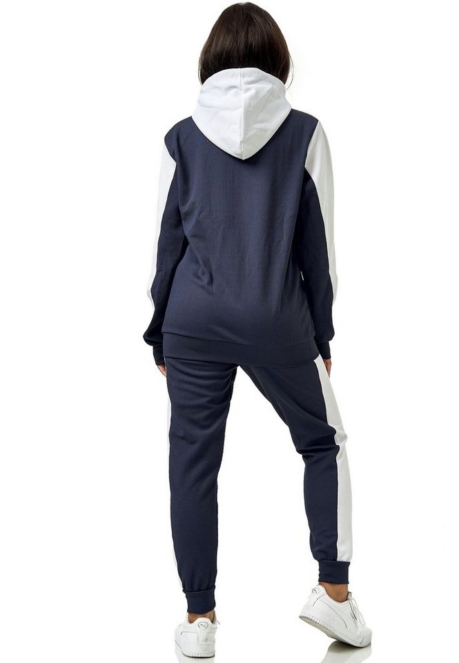 L.gonline Freizeitanzug Damen Trainingsanzug, Jogginganzug mit Kapuzenjacke, 0986 (Kapuzenjacke mit Reißverschluss, Hose, 2-tlg), Fitness Freizeit Casual – Bild 4 von 5