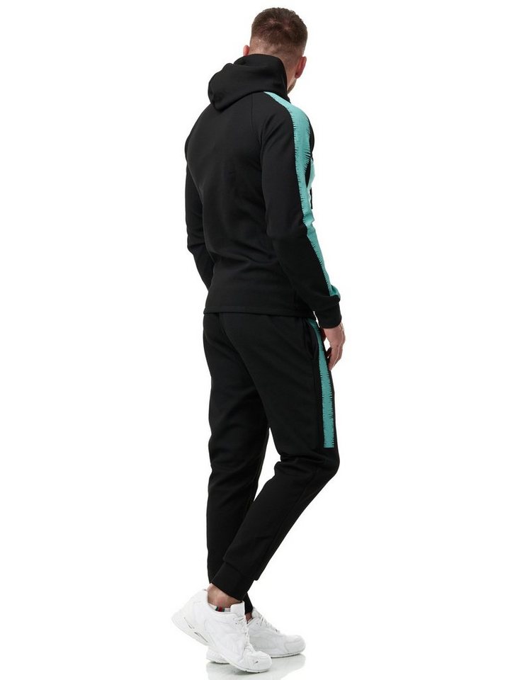 L.gonline Freizeitanzug Herren Jogging-ANZUG, mit Bündchen und Tunnelzug, Trainingsanzug (Kapuzenjacke mit Reißverschluss, Hose, 2-tlg), Fitness Freizeit Casual – Bild 3 von 5