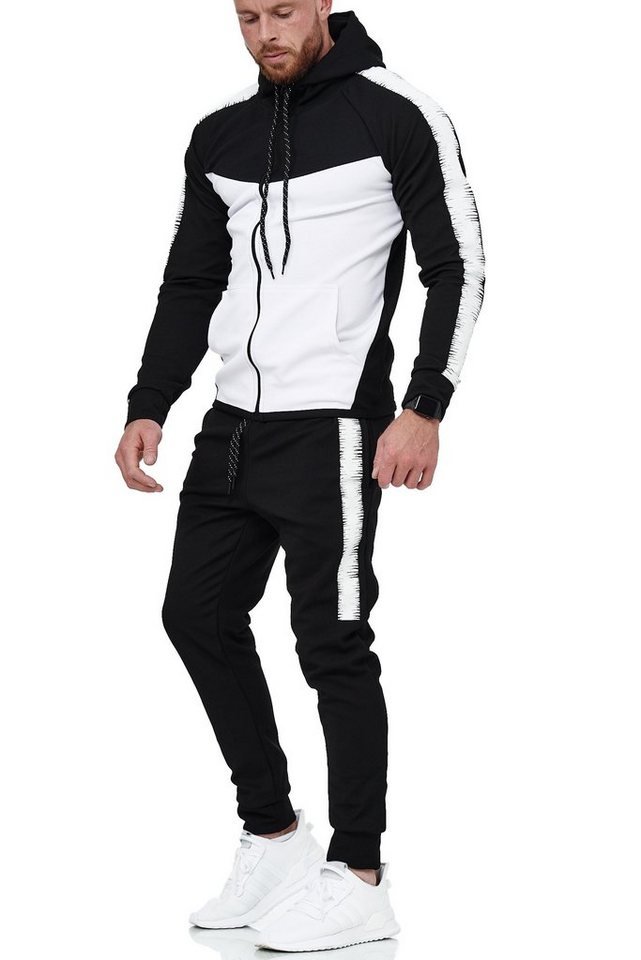 L.gonline Freizeitanzug Herren Jogging-ANZUG, mit Bündchen und Tunnelzug, Trainingsanzug (Kapuzenjacke mit Reißverschluss, Hose, 2-tlg), Fitness Freizeit Casual – Bild 2 von 5