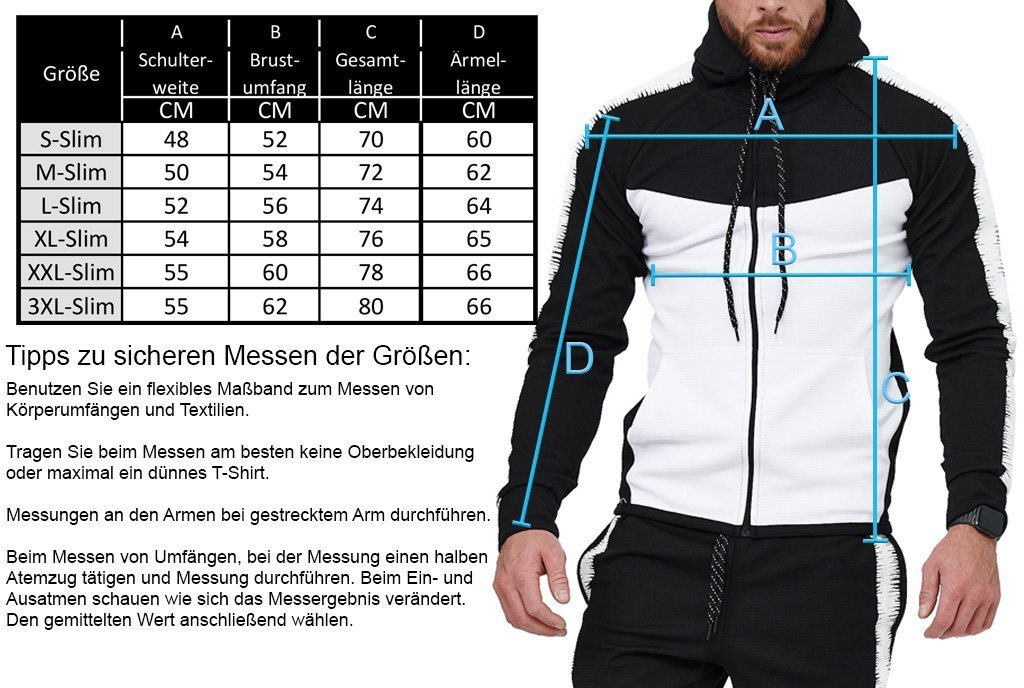 L.gonline Freizeitanzug Herren Jogging-ANZUG, mit Bündchen und Tunnelzug, Trainingsanzug (Kapuzenjacke mit Reißverschluss, Hose, 2-tlg), Fitness Freizeit Casual – Bild 5 von 5