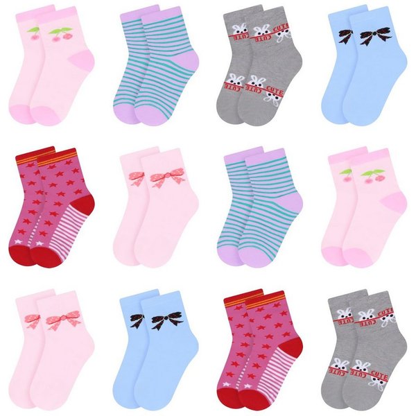 L&K-II Langsocken 2803-2809 (Beutel, 10/12 Paar) Mädchen Socken aus Baumwolle
