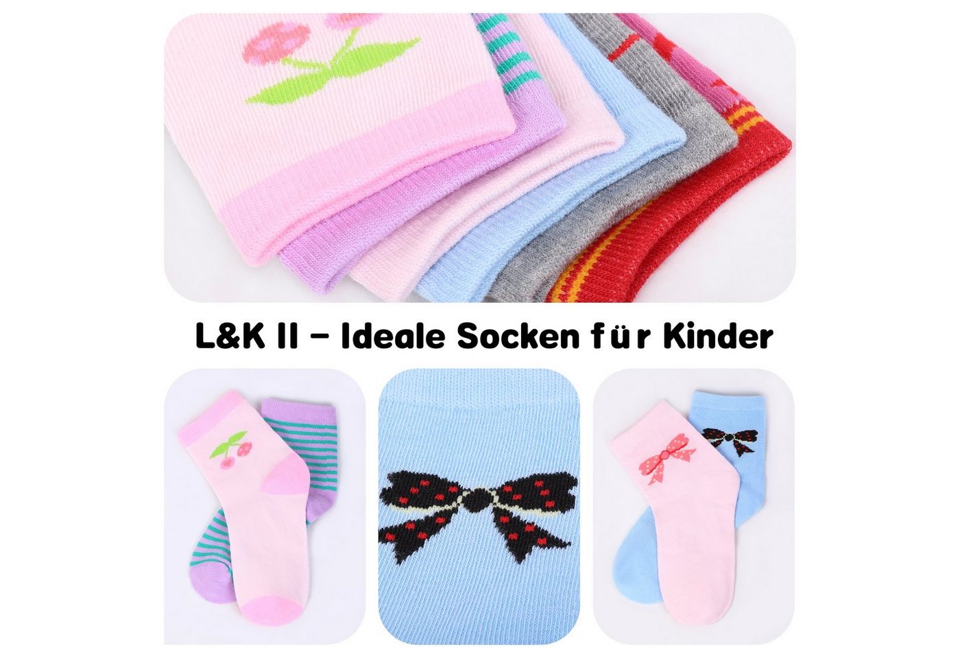 L&K-II Langsocken 2803-2809 (Beutel, 10/12 Paar) Mädchen Socken aus Baumwolle – Bild 2 von 5