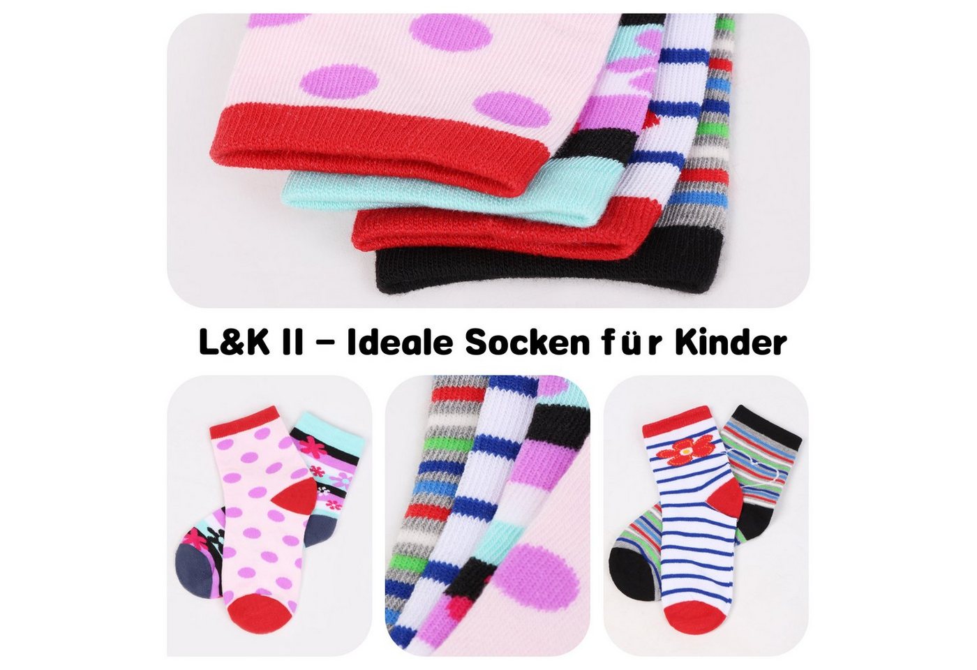 L&K-II Langsocken 2803-2809 (Beutel, 10/12 Paar) Mädchen Socken aus Baumwolle – Bild 2 von 5