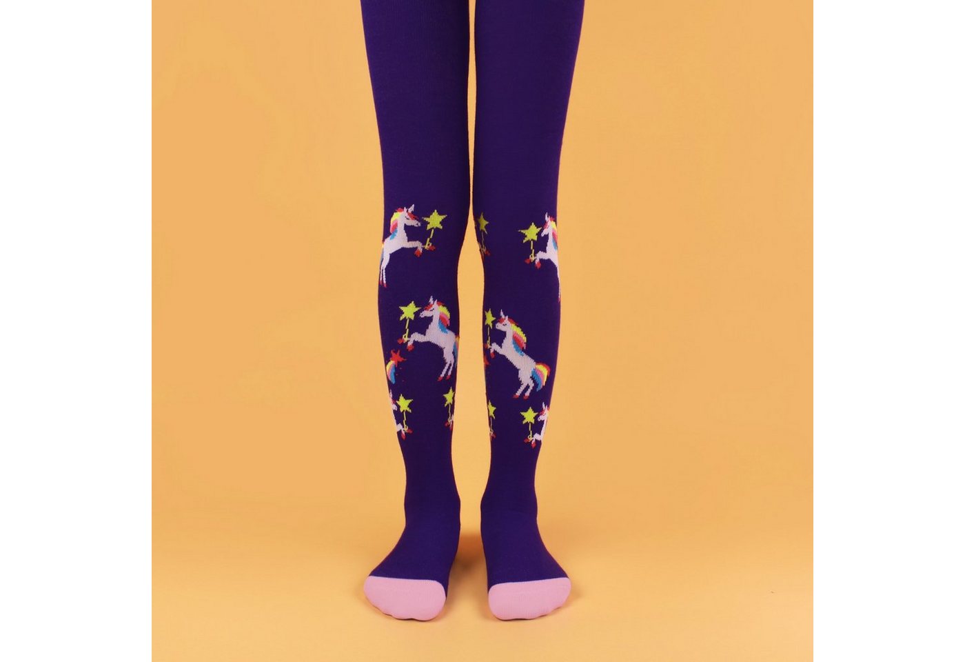 L&K-II Strickstrumpfhose 2730 (3er-Packung) mit Einhorn-Motiven aus Baumwolle – Bild 5 von 5