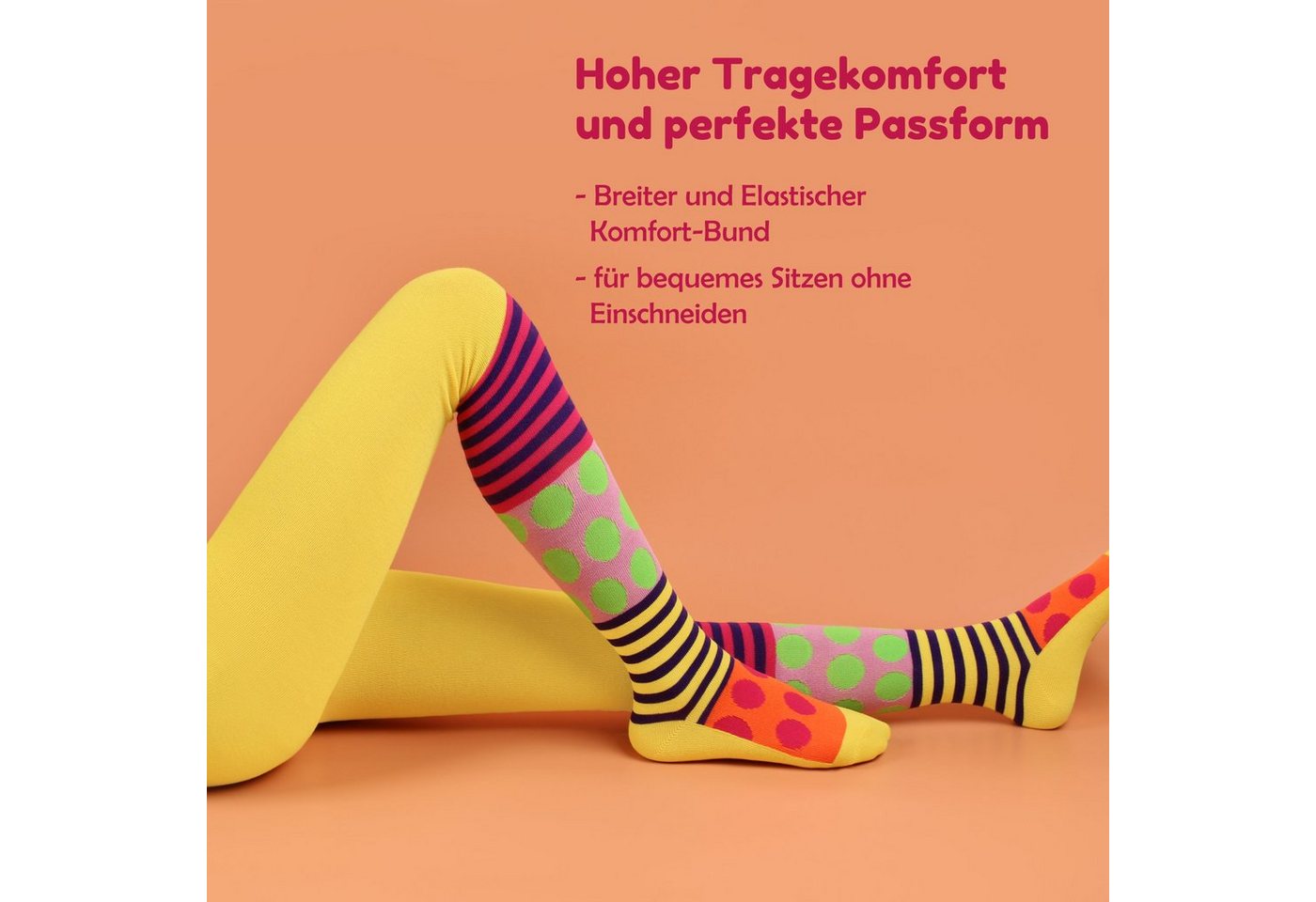 L&K-II Strumpfhose 2761 (3er-Pack) blickdicht Mädchen Strumpfhosen mit Punkte und Streifen Mustern – Bild 4 von 5