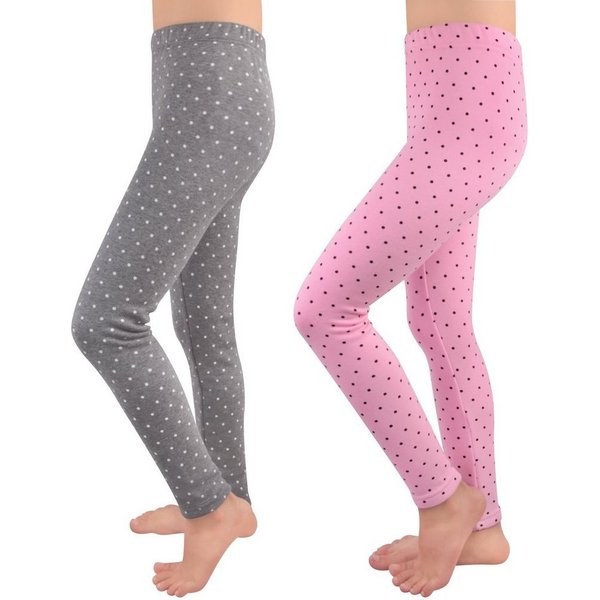 L&K-II Thermoleggings 4603 (1/2/3er-Pack, 2-tlg., 2er-Pack) gefütterte Winter Leggings Mädchen mit Punktmuster
