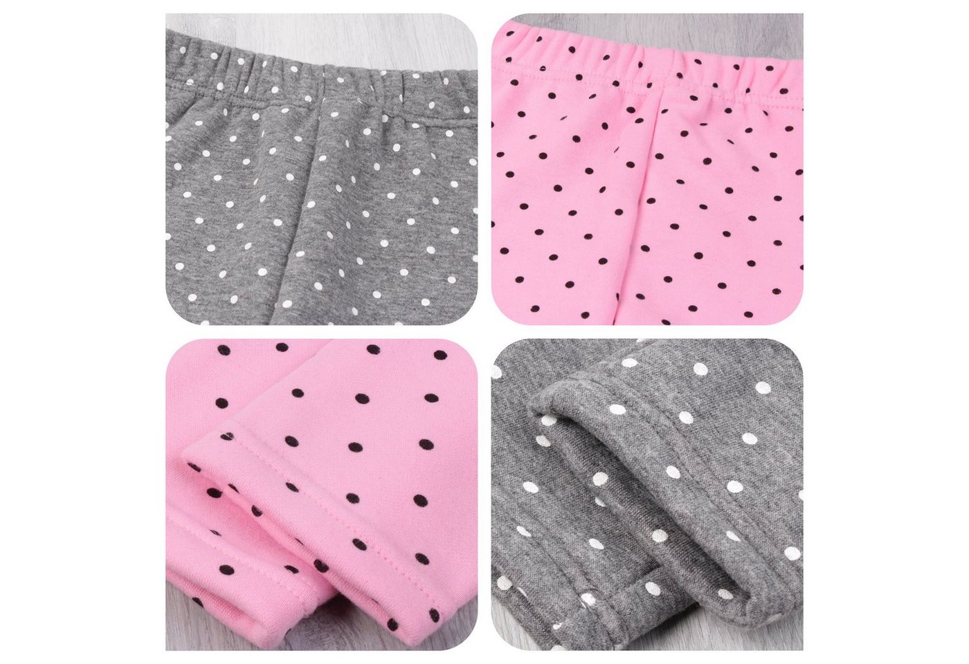 L&K-II Thermoleggings 4603 (1/2/3er-Pack, 2-tlg., 2er-Pack) gefütterte Winter Leggings Mädchen mit Punktmuster – Bild 3 von 5