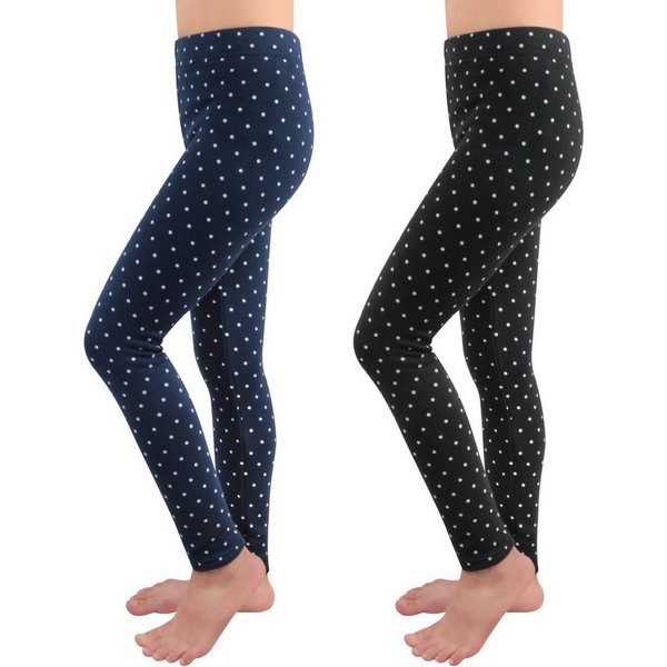 L&K-II Thermoleggings 4603 (1/2/3er-Pack, 2-tlg., 2er-Pack) gefütterte Winter Leggings Mädchen mit Punktmuster