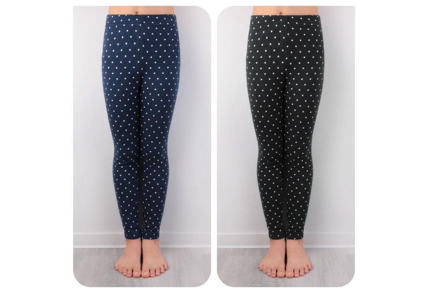 L&K-II Thermoleggings 4603 (1/2/3er-Pack, 2-tlg., 2er-Pack) gefütterte Winter Leggings Mädchen mit Punktmuster – Bild 5 von 5
