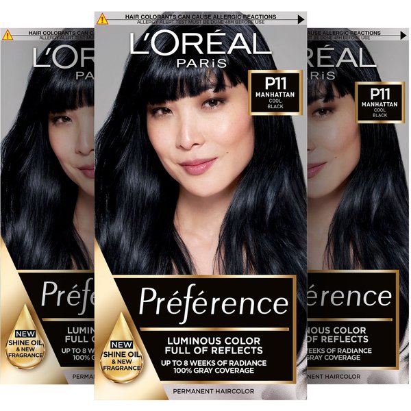 L'ORÉAL PARIS Coloration PRÉFÉRENCE HAARFARBE, Packung, 3-tlg., dauerhafte Haarcoloration mit 100% Grauabdeckung