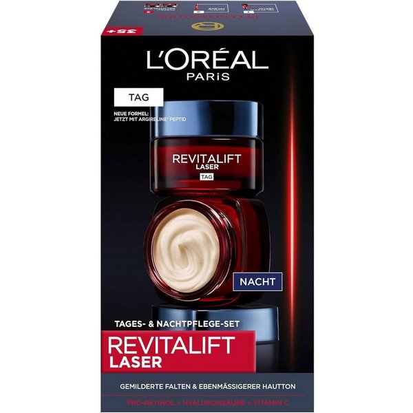 L'ORÉAL PARIS Gesichtspflege-Set Revitalift Laser X3 TAG & NACHT 2 x 50 ml Tages- & Nachtpflege, Anti-Aging, 2-tlg., mit Pro-Retinol, Hyaluron und Vitamin C