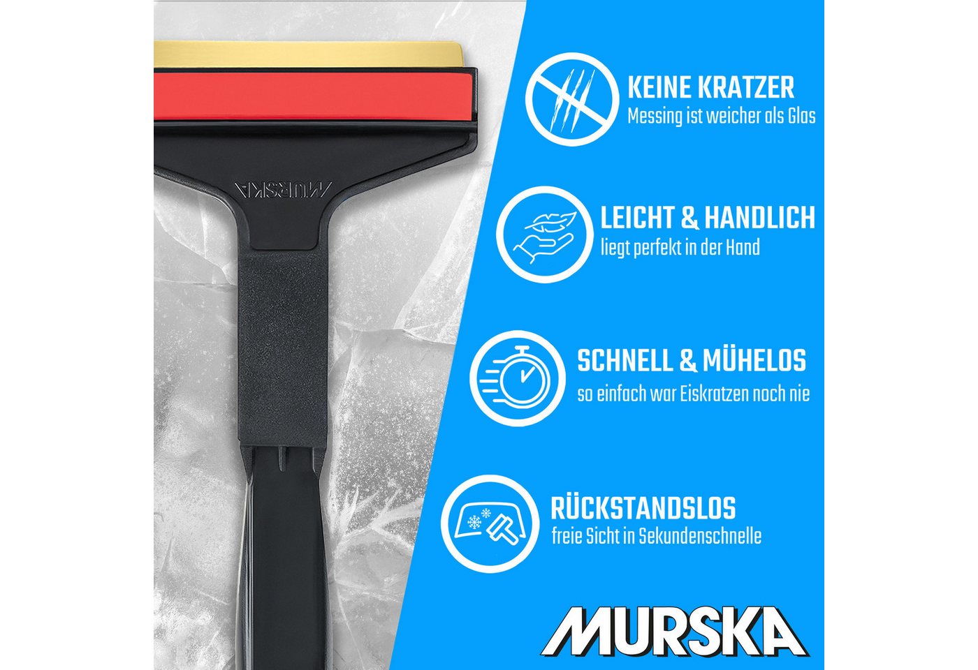 L & P Car Design Eiskratzer Auto 2 Stück 210 mm Eisschaber Scheibenreiniger Messingklinge aus Premium HIPS - Messingklinge & Gummilippe - Murska aus Finnland – Bild 2 von 5