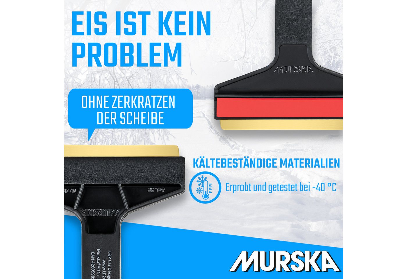 L & P Car Design Eiskratzer Auto 2 Stück 210 mm Eisschaber Scheibenreiniger Messingklinge aus Premium HIPS - Messingklinge & Gummilippe - Murska aus Finnland – Bild 5 von 5