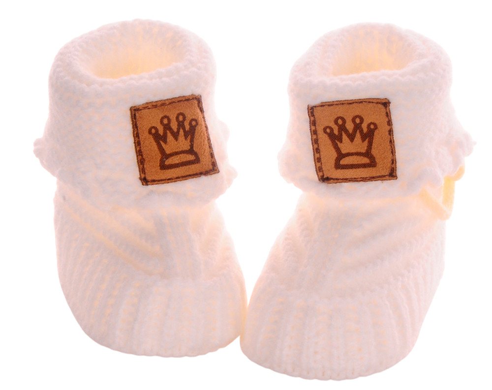 La Bortini Füßlinge Baby Stricksocken Strickschuhe booties in Weiß gestrickt neutral (1 Paar weiße Babyschuhe) unisex, 0-6Mon, für Neugeborene Babys, Erstlingss – Bild 2 von 3