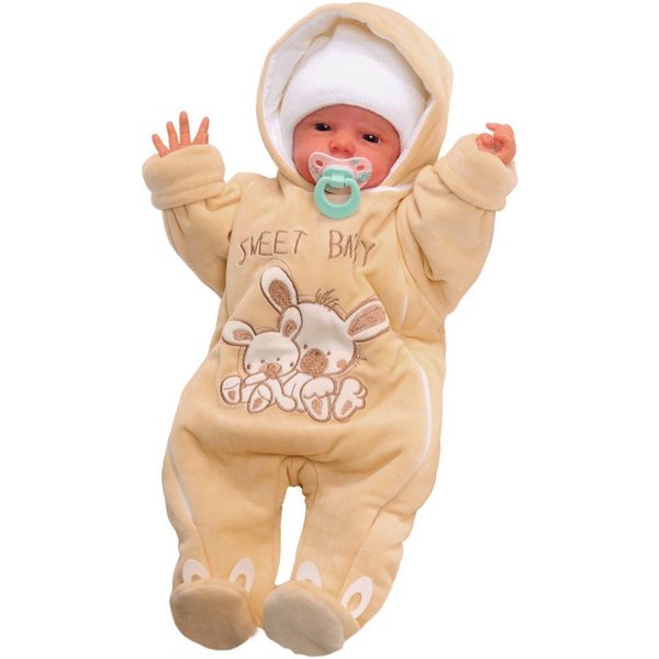 La Bortini Schneeoverall Baby Overall Wagenanzug Übergangsoverall mit Hasen kuschelig weich und warm, 44 50 56 62 68 74