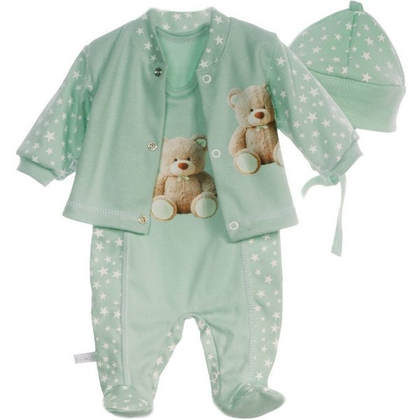 La Bortini Strampler, Jäckchen & Mütze Baby Anzug Stramplerhose Hemdchen Mützchen Set unisex (3-teilig, für Neugeborene Mädchen und Jungen) aus Baumwolle, unise