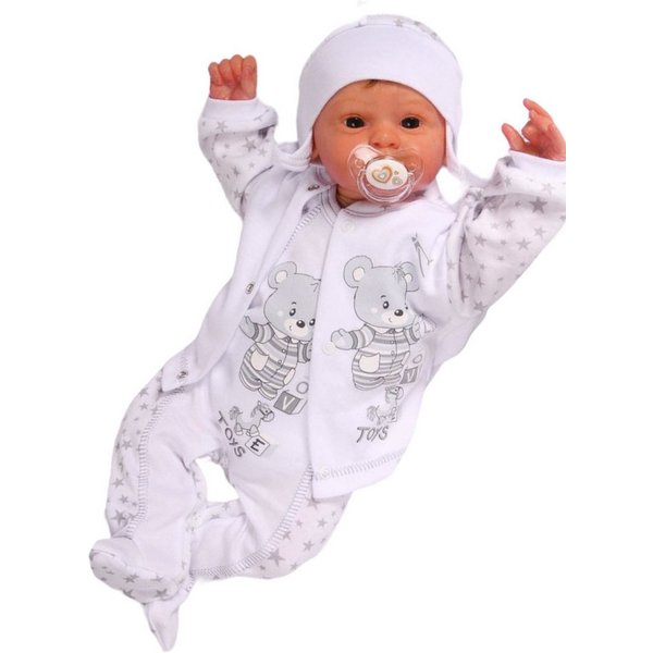 La Bortini Strampler, Jäckchen & Mütze Strampler Mütze und Hemdchen Set Baby Anzug 3tlg 44 50 56 62 68 74