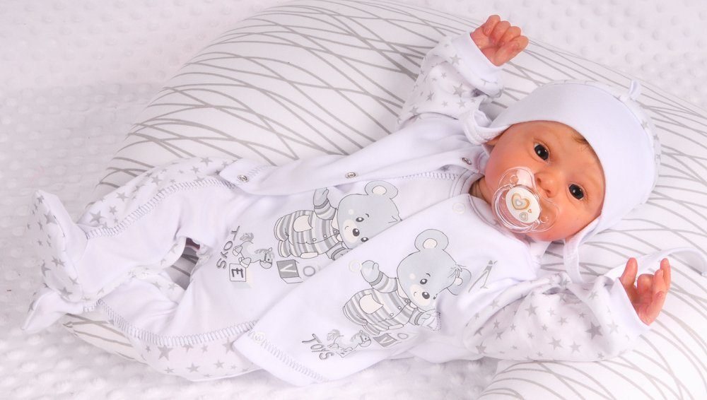 La Bortini Strampler, Jäckchen & Mütze Strampler Mütze und Hemdchen Set Baby Anzug 3tlg 44 50 56 62 68 74 – Bild 4 von 4