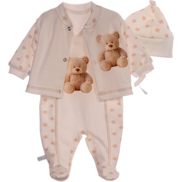 La Bortini Strampler, Jäckchen & Mütze Baby Anzug Stramplerhose Hemdchen Mützchen Set unisex (3-teilig, für Neugeborene Mädchen und Jungen) aus Baumwolle, unise