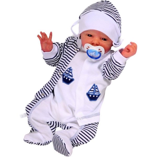 La Bortini Strampler, Jäckchen & Mütze Strampler Mütze und Hemdchen Set Baby Anzug 3tlg 44 50 56 62 68 74