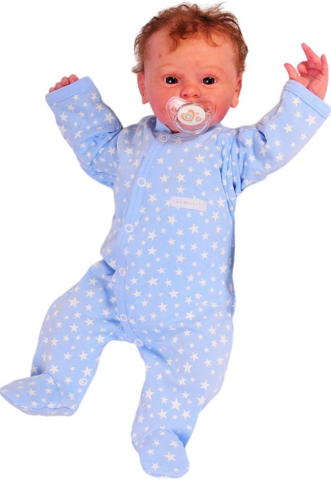 La Bortini Strampler Erstlingsset Overall mit Kratzschutz und Mütze Baby Set in Blau (Mützchen zum Binden und Einteiler mit Kratzschutz) aus reiner Buamwolle, S – Bild 3 von 3