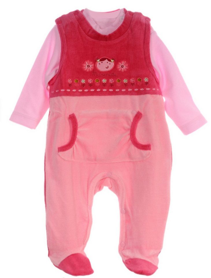 La Bortini Strampler Stramplerhose und Langarmshirt in Rosa aus Velours und Baumwolle, 56 62 68 74 80 – Bild 3 von 3