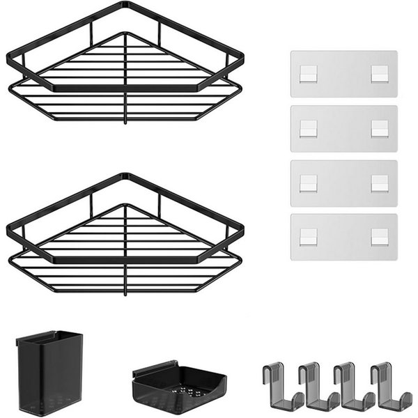 LA CUTE Duschablage Badregal Duschablage Regal Aufbewahrung, 4-teiliges Duschregal-Set inkl. Seifenhalter & Zahnbürstendose, Rostfreier Edelstahl, ohne Bohren, 