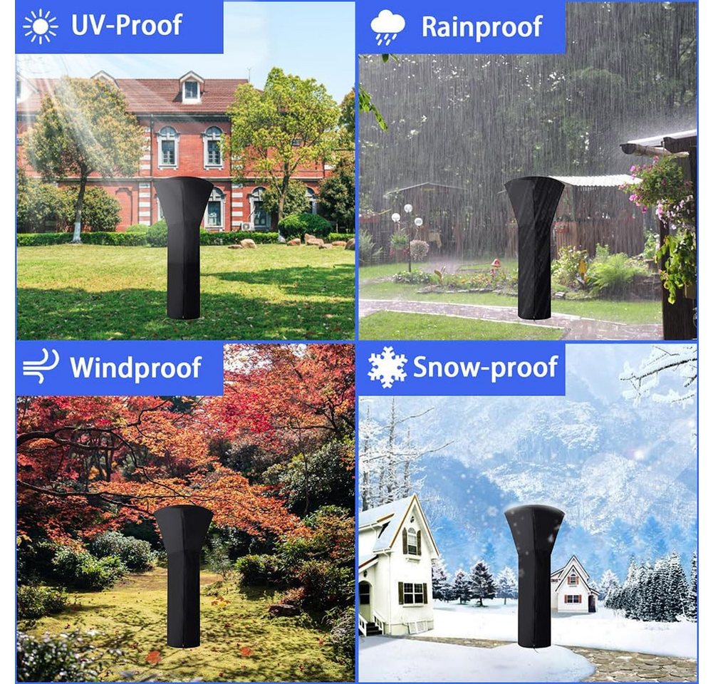 LA CUTE Gartenmöbel-Schutzhülle Heizstrahler Abdeckung wasserdicht & winddicht mit Reißverschluss (Wetterfeste Schutzhülle für Standheizstrahler, Heizstrahler-A – Bild 5 von 5