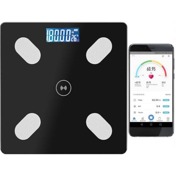 LA CUTE Körper-Analyse-Waage 8in1 Präzisions-Körper-Analysewaage BMI Körperfett Muskelmasse Wasser, Präzisions-Körperwaage Bluetooth App-Anbindung für 8 Benutze