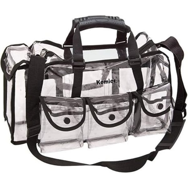 LA CUTE Kosmetiktasche Make-up-Tasche, transparent, mit Außentaschen und Schultergurt (Komplettes Kosmetik-Organizer-Set mit vielseitigen Fächern., Transparente