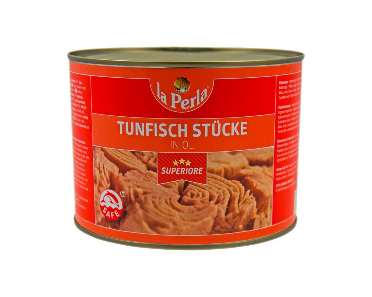 La Perla Fischkonserve, La Perla oder Adria Thunfisch Stücke in Öl eingelegt saftig zart 1705g – Bild 2 von 5