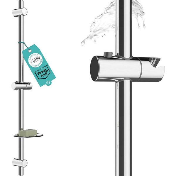 Laakfeld Duschstange Edelstahl Duschstange rostfrei - Brausestange variable Bohrlöcher, Dusch Stange & top Slider (einfach, flexibel, stabil)