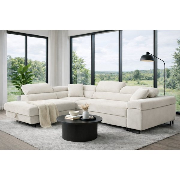 Labett Ecksofa mit Schlaffunktion & Bettkasten Links/Rechts Sofa L-Form GUERO