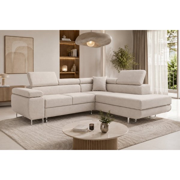 Labett Ecksofa mit Schlaffunktion & Bettkasten Links/Rechts Sofa L-Form GUERO