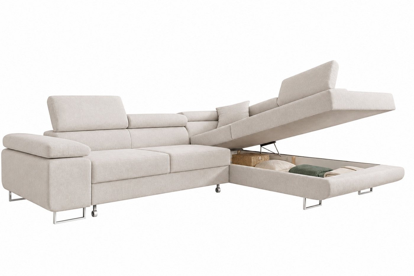 Labett Ecksofa mit Schlaffunktion & Bettkasten Links/Rechts Sofa L-Form GUERO – Bild 2 von 5