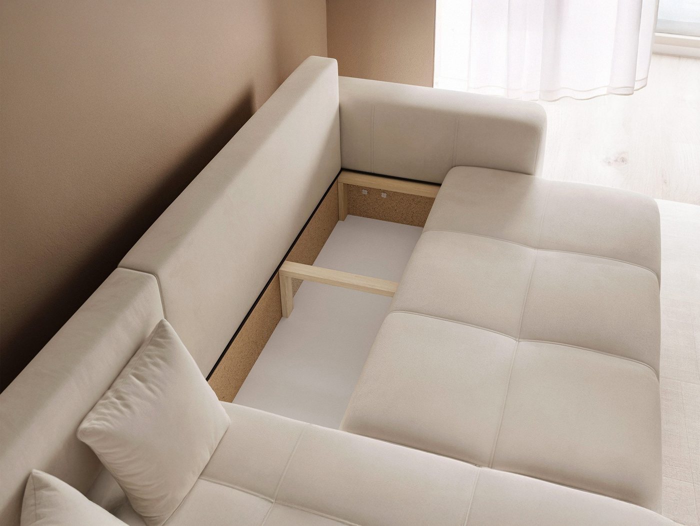 Labett Ecksofa mit Schlaffunktion & Bettkasten PIANO L-Form – Bild 5 von 5