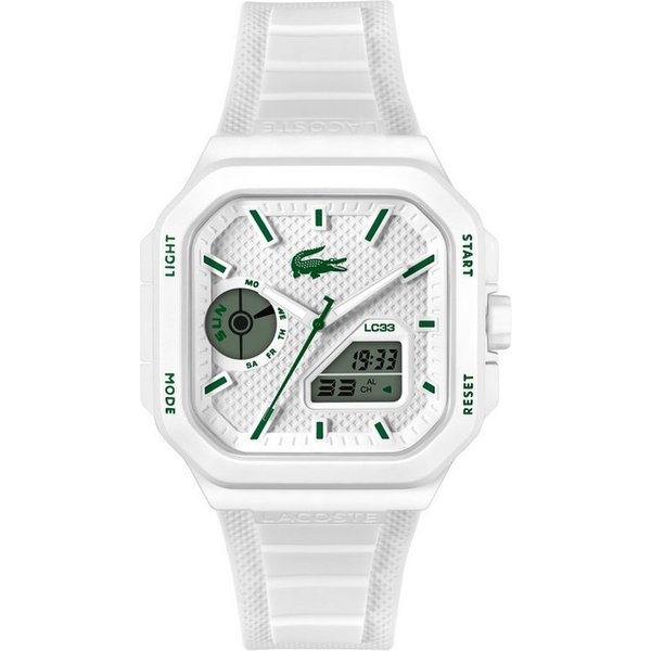Lacoste Chronograph LC33 SQUARE 2011506, Quarzuhr, Armbanduhr, Herrenuhr, Silikonarmband, digital, analog