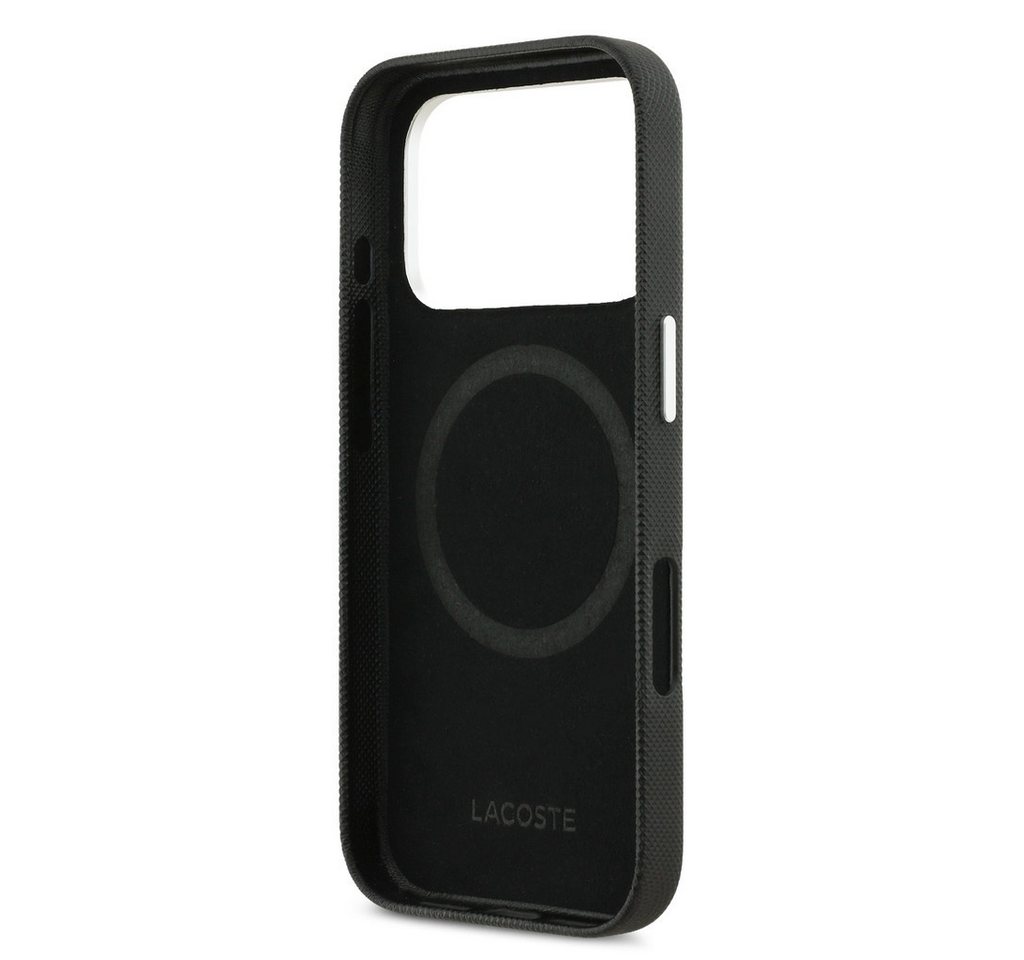 Lacoste Handyhülle iPhone 17 Pro Max Kunstleder schwarz Logo Krokodil Magsafe 6,9 Zoll, Kantenschutz – Bild 5 von 5
