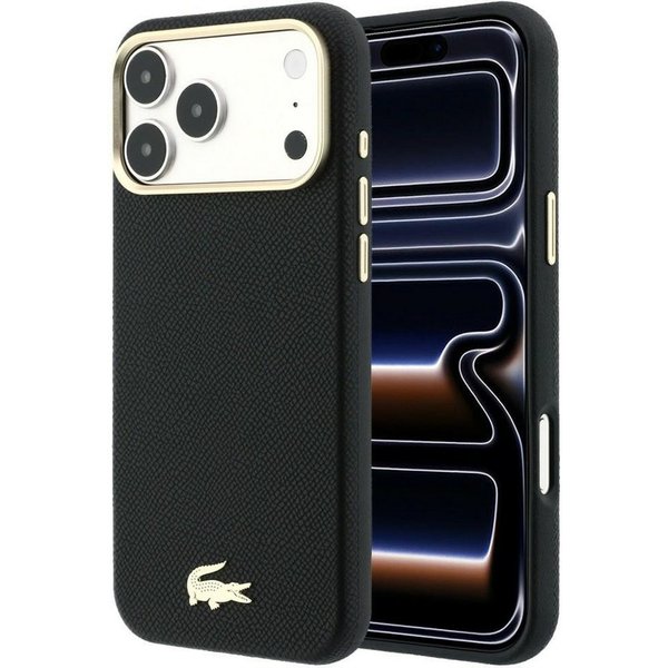 Lacoste Handyhülle iPhone 18 Pro Max MagSafe Champs-Élysées geprägt Logo goldfarben 6,9 Zoll, Kantenschutz
