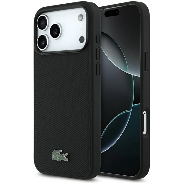Lacoste Handyhülle iPhone 18 Pro Max MagSafe Petit Pique Hülle schwarz Logo 6,9 Zoll, Kantenschutz